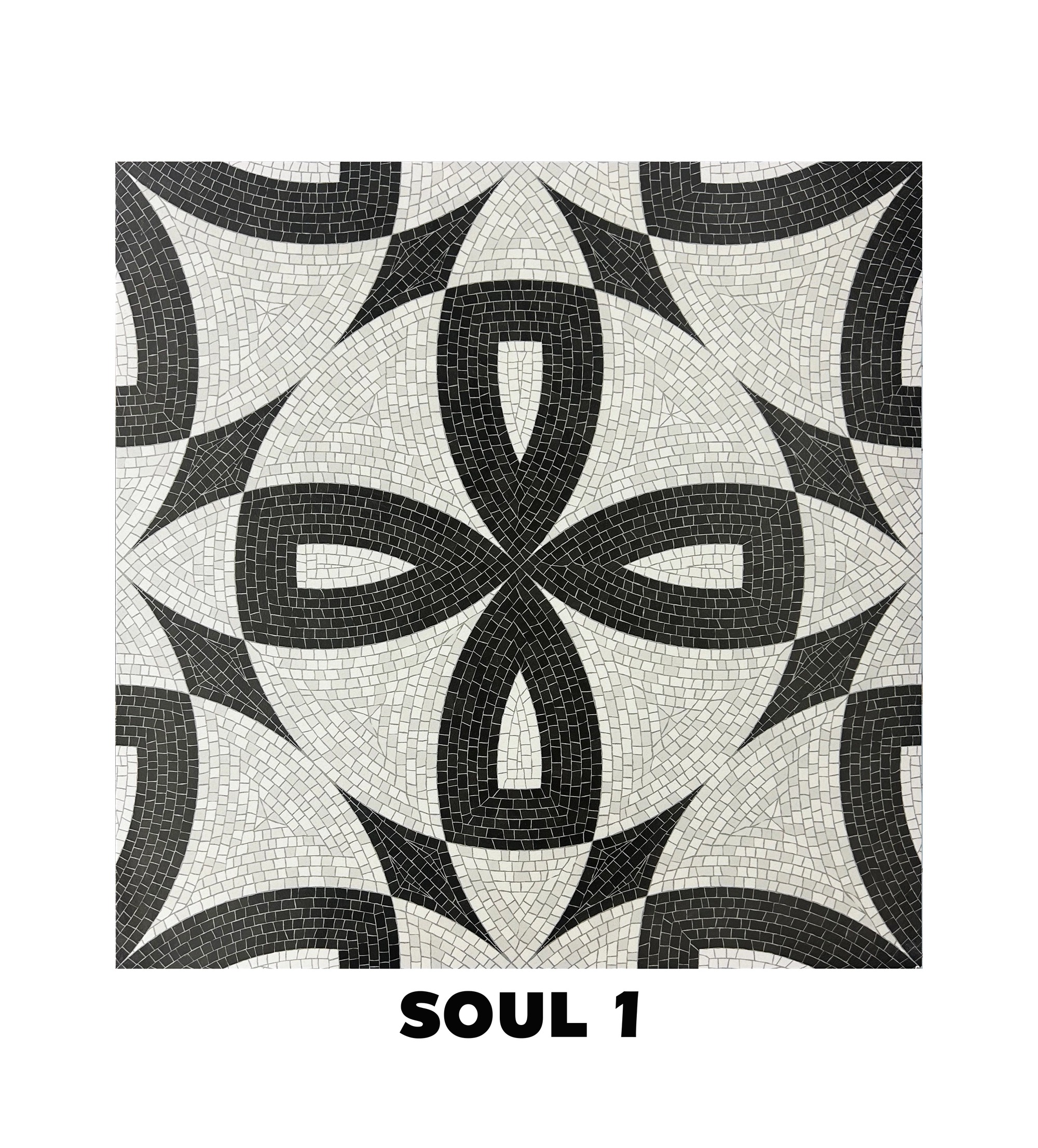 모자이크룩 화이트·차콜블랙·그레이 무광 포세린 · 600×600