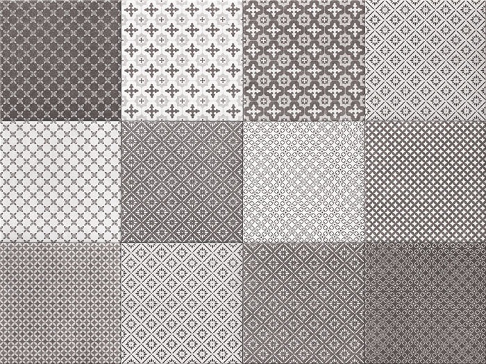 패턴 웜 그레이·오프 화이트·다크 그레이 무광 포세린 · 300×300