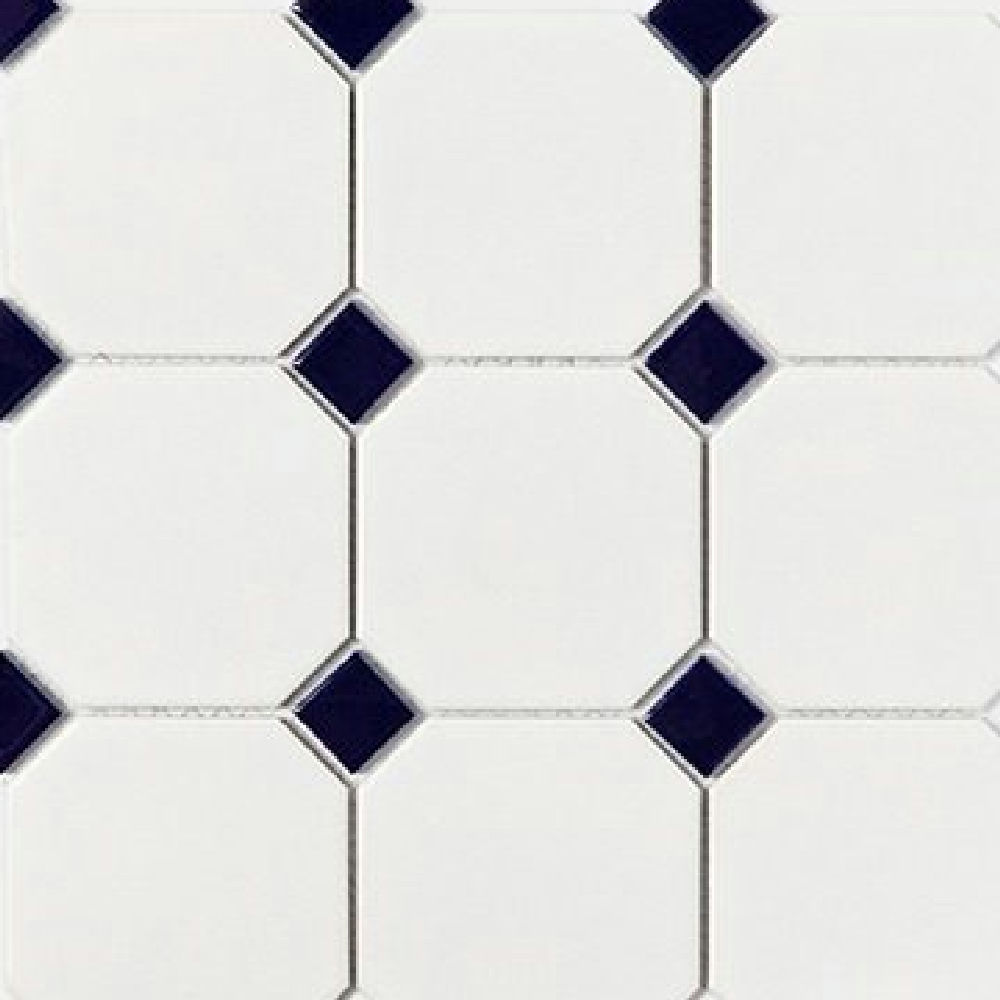 모자이크 화이트·네이비 유광 포세린 · 95×95