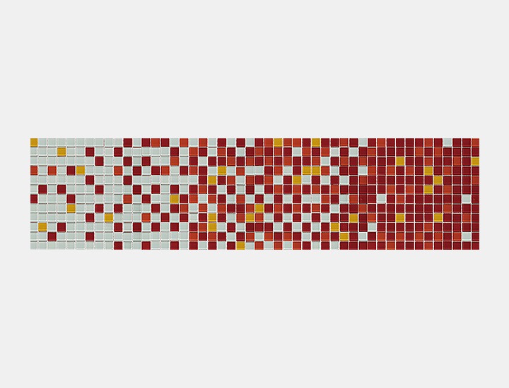 모자이크 레드·화이트·오렌지·옐로우 유광 유리 · 23×23