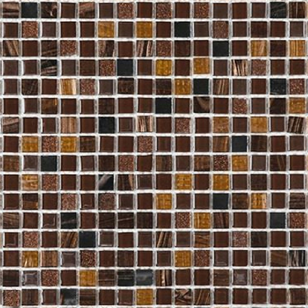 모자이크 다크브라운·앰버·블랙·카퍼브라운 유광 유리 · 15×15