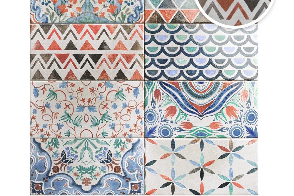 패턴타일 멀티컬러 무광 도기질 · 150×300